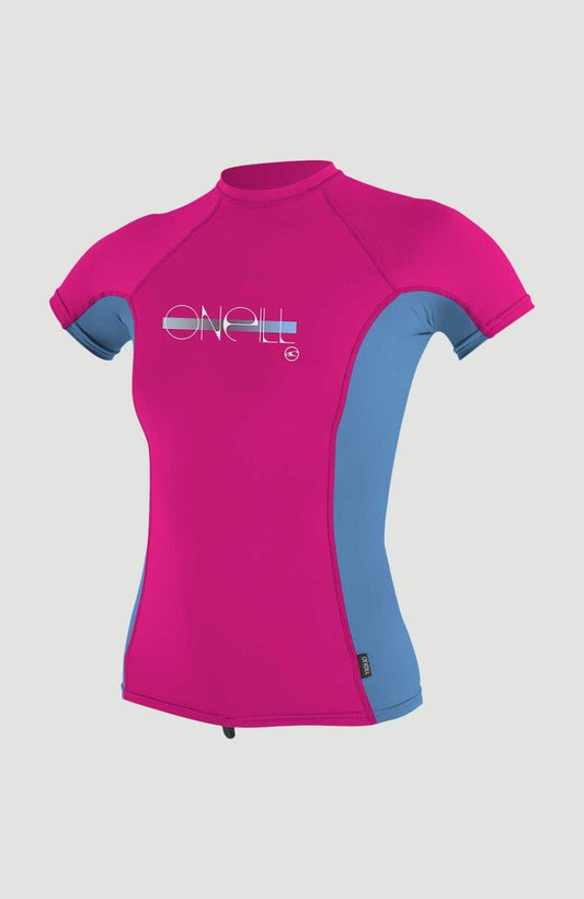 O'Neill Girls Premium Skins UV S/S Rash Guard - Berry/Periwinkle/Berry