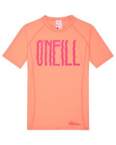 O'Neill Girls Rash Vest Short Sleeve - Neon Peach SAVE 